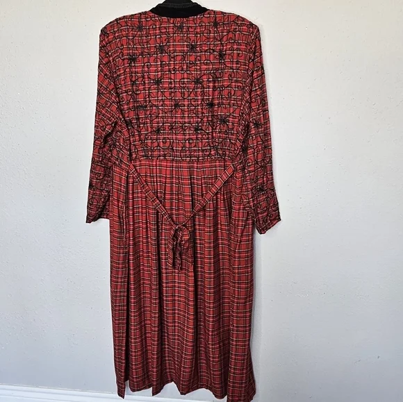 Country Wear‎ Clothing Company Red Black Vintage 90s Plaid Embroidered Size 20W - Picture 8 of 14